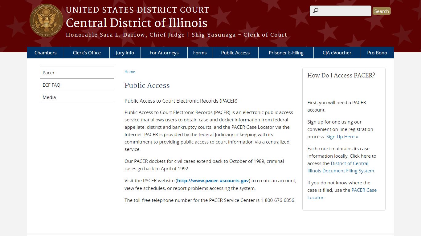 Public Access | Central District of Illinois | United States District Court